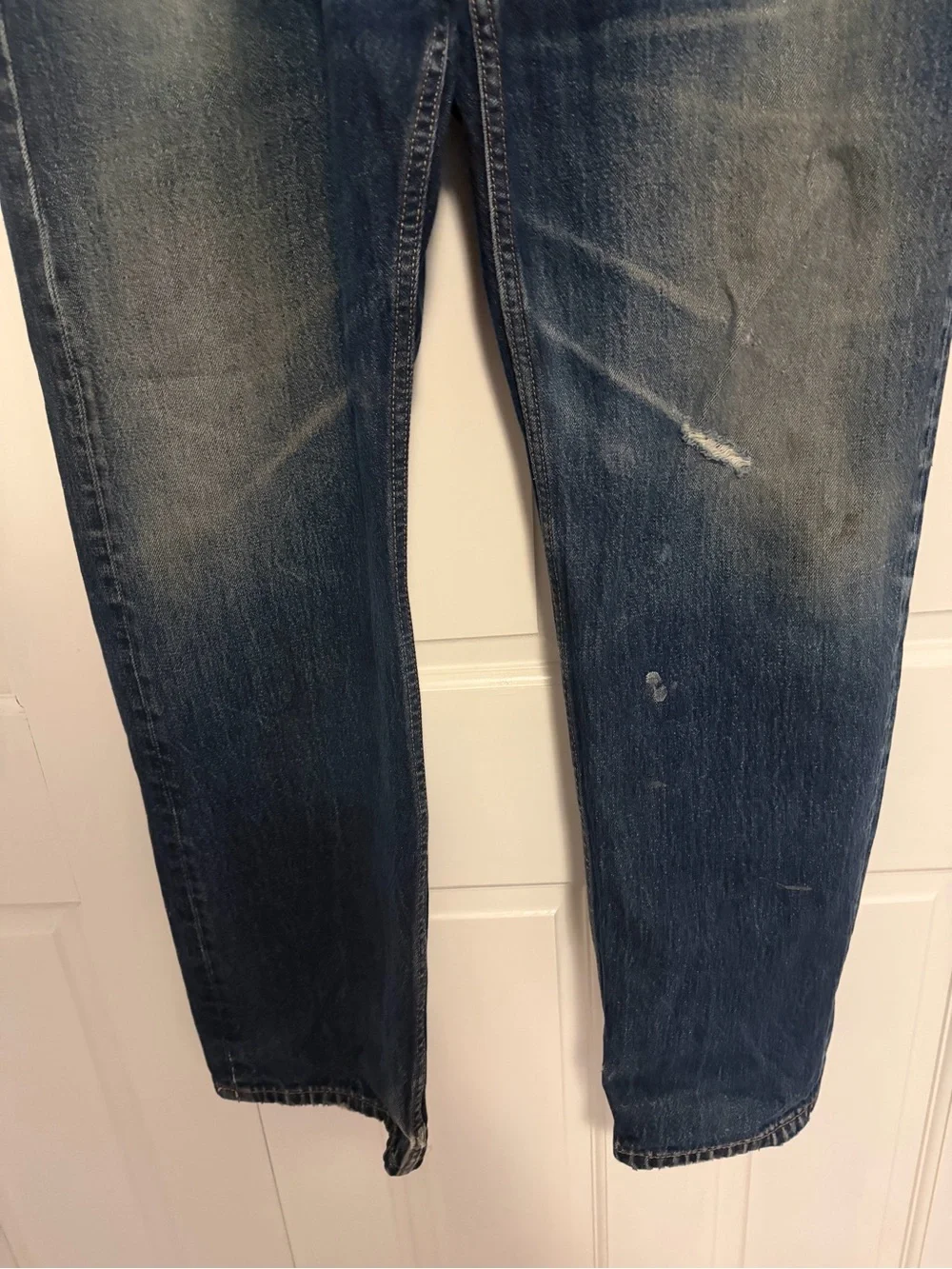 Levi's 505 Distressed Dark Wash Straight Leg Jeans Men's 42x32